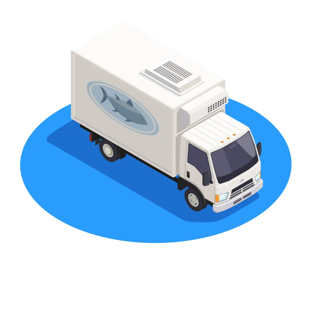 Illustration of temperature-controlled delivery used by a fresh fish supplier in Abu Dhabi